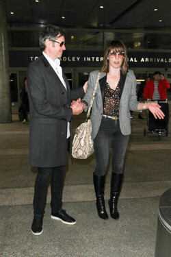 Milla Jovovich and Paul Anderson pictured at Los Angeles International Airport Milla Jovovich and Paul Anderson pictured at Los Angeles International Airport