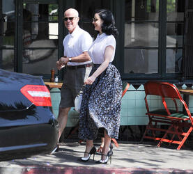 Dita Von Teese in her trademark vintage style seen out in Los Angeles Dita Von Teese in her trademark vintage style seen out in Los Angeles