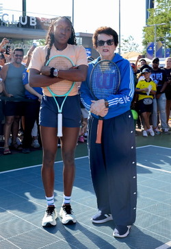 Tennis Legend Billie Jean King And Coco Gauff Play Friendly Match At US Open 2024 in NYC