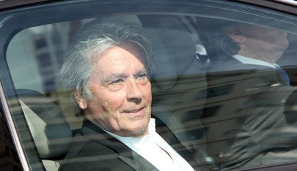 Alain Delon leaves his hotel in Cannes
