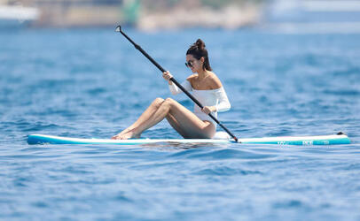 Kendall Jenner takes paddle board lessons in Cannes