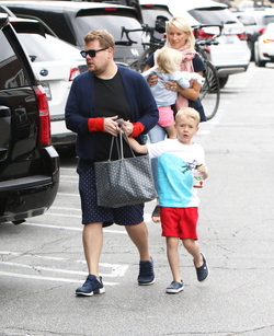 James Corden And Family Hanging Out In Brentwood