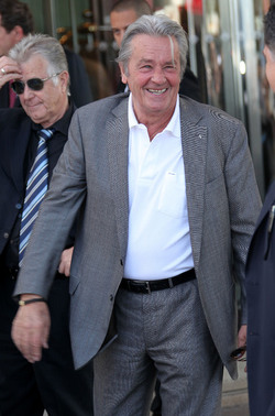 Alain Delon leaves his hotel in Cannes