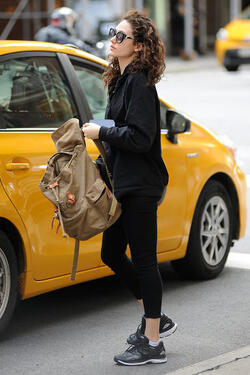 Emmy Rossum spotted getting of from a cab in NYC