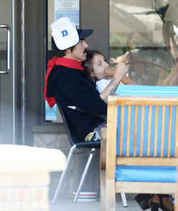 Doting dad Anthony Kiedis cuddles with son Everly Bear during lunch outing Doting dad Anthony Kiedis cuddles with son Everly Bear during lunch outing