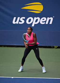Coco Gauff is seen on the practice court at the USTA