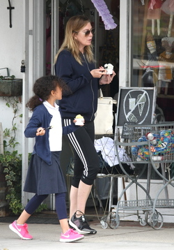 Ellen Pompeo and daughter Stella get out for some frozen yogurt in Beverly Hills.