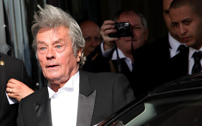 Alain Delon leaves his hotel in Cannes