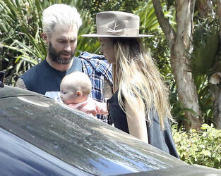 Behati Prinsloo and Adam Levine with Daughter Dusty Rose