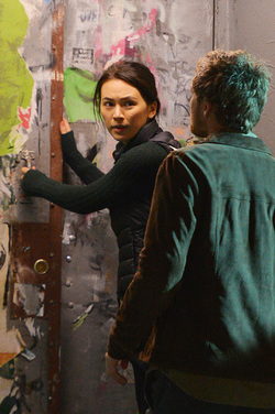 Jessica Henwick and Finn Jones on the set of Iron Fist filming in Soho on DECEMBER 02 2016 in New York City New York