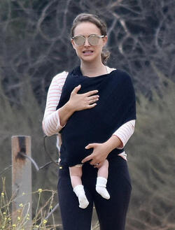 Natalie Portman hiking with infant daughter Amalia