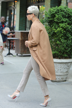 Zoe Kravitz in Beige and Camel Color Leaving Hotel