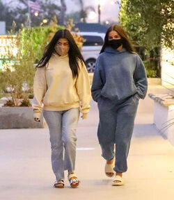 Kourtney Kardashian 41 and her TikTok star BFF Addison Rae 19 wear matching hoodies for dinner in Malibu