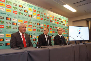 The Rugby World Cup 2019 Pool Draw at the Kyoto State Guest House on May 10 in Kyoto Japan. The Rugby World Cup 2019 Pool Draw at the Kyoto State Guest House on May 10 in Kyoto Japan.