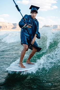 HIGH SCHOOL GRADUATE TAKES UNIQUE GRADUATION PHOTOS WHILE WAKESURFING