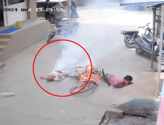 VIDEO Horrifying moment two students get electrocuted and one dies on way to school
