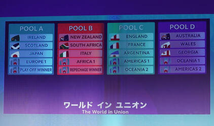 The Rugby World Cup 2019 Pool Draw at the Kyoto State Guest House on May 10 in Kyoto Japan. The Rugby World Cup 2019 Pool Draw at the Kyoto State Guest House on May 10 in Kyoto Japan.
