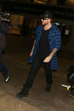 Adam Lambert Casual At LAX Before Summer Tour