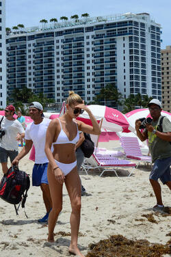 Hailey Baldwin seen out and about at the beach wearing a bikini on June 11 2017 in Miami Florida.