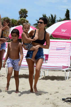Kourtney Kardashian seen out and about at the beach wearing a bikini on June 11 2017 in Miami Florida.