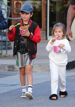 Scott Disick and his children Mason and Penelope hit a Calabasas frozen yogurt shop for a refreshing treat