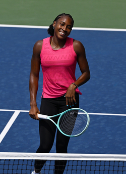 Coco Gauff is seen on the practice court at the USTA