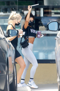 Vanessa Hudgens Shows Off Her Abs While Sipping Her Post Workoout Smoothie