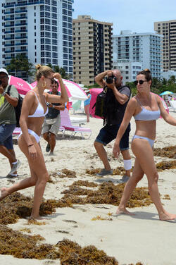Hailey Baldwin seen out and about at the beach wearing a bikini on June 11 2017 in Miami Florida.