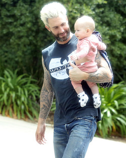 Behati Prinsloo and Adam Levine with Daughter Dusty Rose