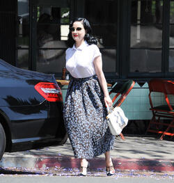 Dita Von Teese in her trademark vintage style seen out in Los Angeles Dita Von Teese in her trademark vintage style seen out in Los Angeles