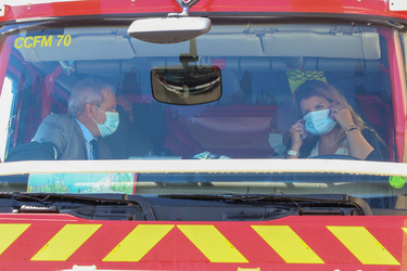 Marlene Schiappa during a visit of the Fire and Security Department in Ajaccio
