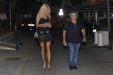Victoria Silvstedt looks like a giant next to much older boyfriend Maurice Dabbah while out in Saint Tropez