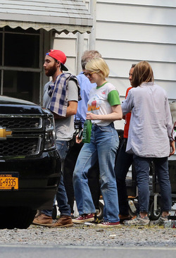 Emma Stone and Julia Garner are spotted on set of Maniac filming upstate NY. Emma Stone and Julia Garner are spotted on set of Maniac filming upstate NY.