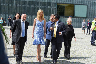 Ivanka Trump visits the Museum of Polish Jews and lays flowers at the Monument of the Warsaw Ghetto Heroes Ivanka Trump visits the Museum of Polish Jews and lays flowers at the Monument of the Warsaw Ghetto Heroes