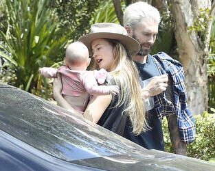Behati Prinsloo and Adam Levine with Daughter Dusty Rose