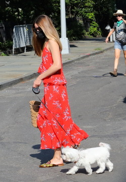 Olivia Palermo Takes her Dog Mr Butler out for a Walk