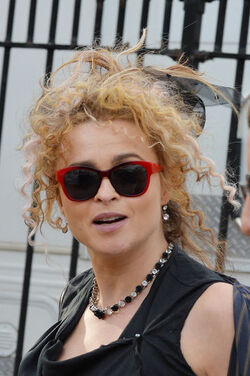 Helena Bonham Carter strikes a pose as she leaving her trailer on the set of Oceans 8 