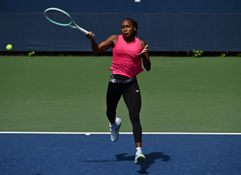 Coco Gauff is seen on the practice court at the USTA