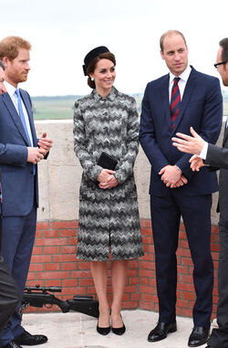 Kate William and Harry at The Commonwealth War Graves Commission Thiepval Memorial Kate William and Harry at The Commonwealth War Graves Commission Thiepval Memorial