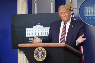President Donald Trump Holds Press Briefing President Donald Trump Holds Press Briefing