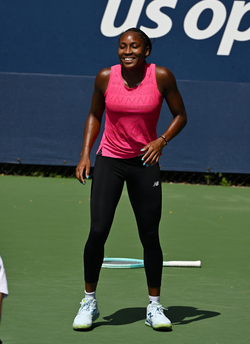 Coco Gauff is seen on the practice court at the USTA