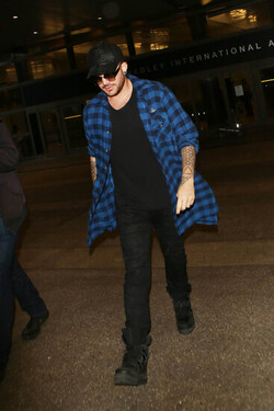 Adam Lambert Casual At LAX Before Summer Tour