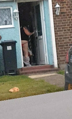 A bottomless woman was spotted stumbling into her house in broad daylight A bottomless woman was spotted stumbling into her house in broad daylight
