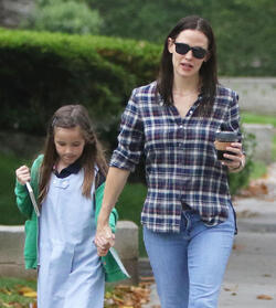 Jennifer Garner super cute in plaid during morning outing with the girls