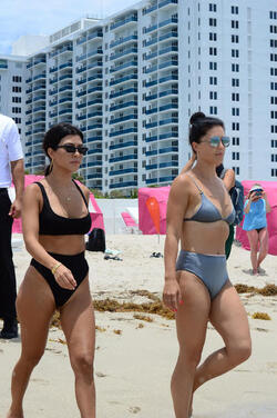 Kourtney Kardashian seen out and about at the beach wearing a bikini on June 11 2017 in Miami Florida.