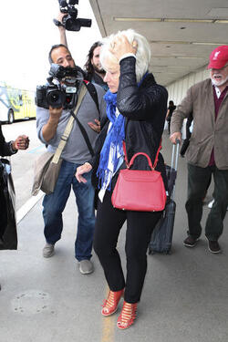 Helen Mirren pictured at Los Angeles International Airport