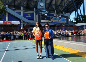 Tennis Legend Billie Jean King And Coco Gauff Play Friendly Match At US Open 2024 in NYC