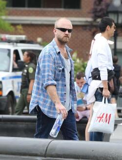 Ben Foster Walking Alone in Lower Manhattan