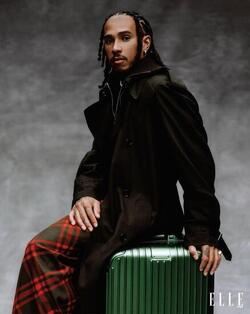 F1 Champion Lewis Hamilton Takes Rimowa Luggage to ELLE Brasil September 2024