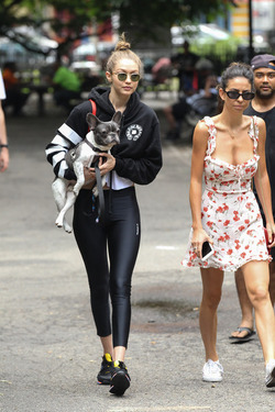 Gigi Hadid shows off her adorable French Bulldog and heads to the park